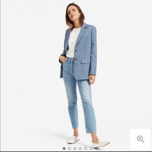 ISO EVERLANE BLUE COTTON LINEN BLAZER